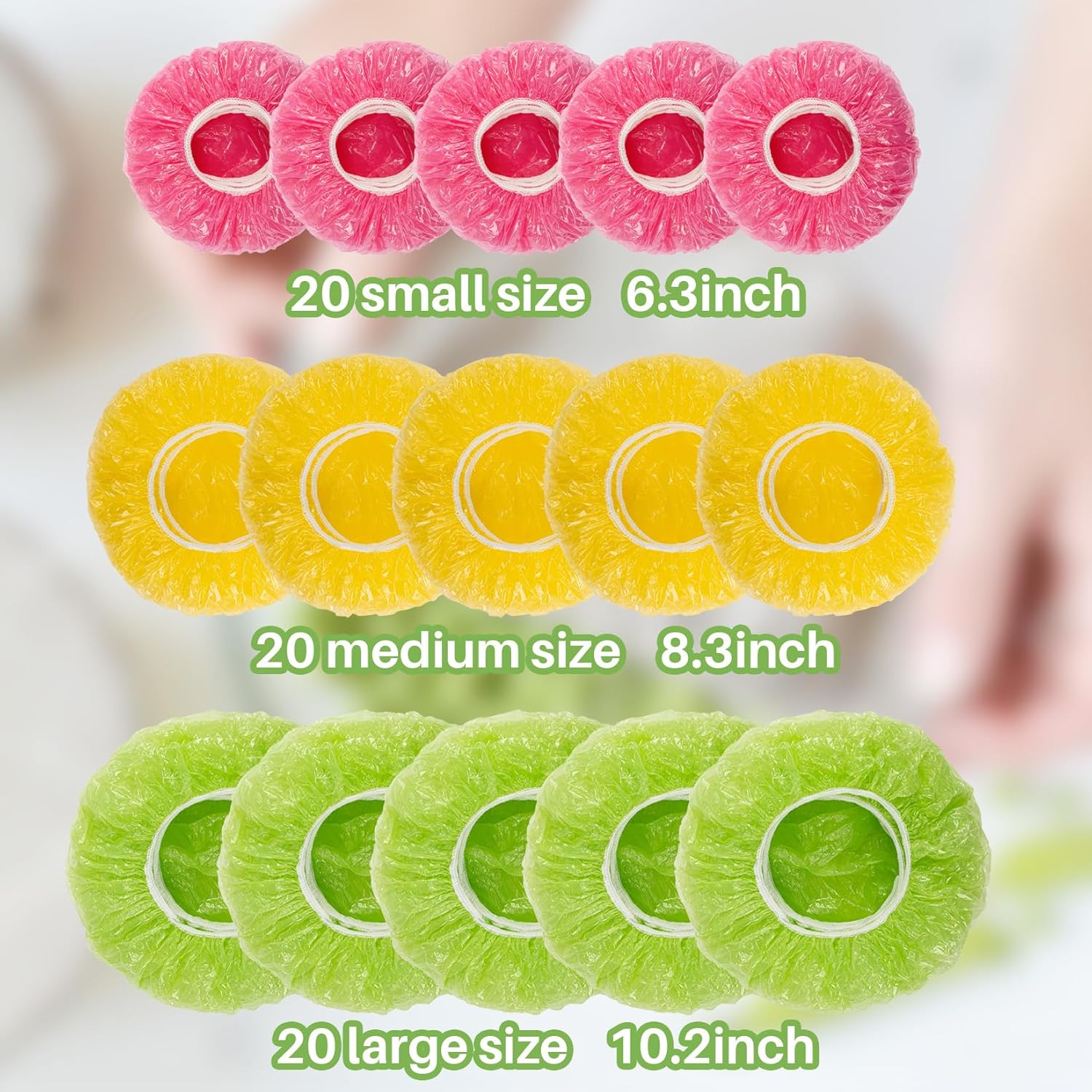 60Pcs Bowl Covers Reusable - Plastic Bowl Cover Elastic Fresh Keeping Bags Wrap Reusable Plastic Stretch Elastic Food Storage Covers Sourdough Baking Bread Proofing Rising 3 Sizes