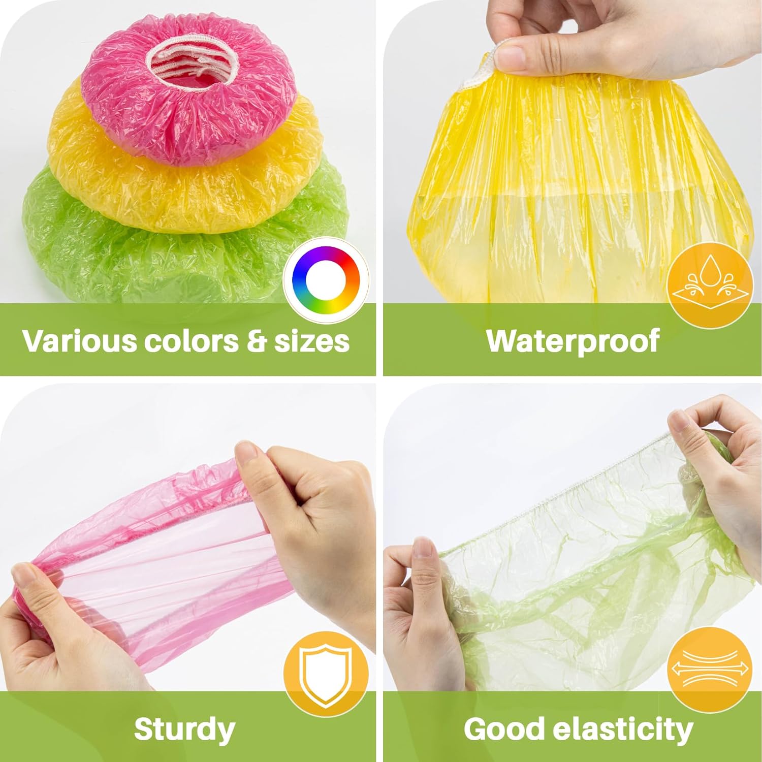 60Pcs Bowl Covers Reusable - Plastic Bowl Cover Elastic Fresh Keeping Bags Wrap Reusable Plastic Stretch Elastic Food Storage Covers Sourdough Baking Bread Proofing Rising 3 Sizes