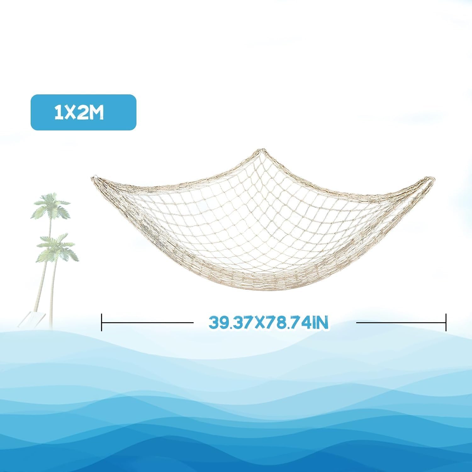 Fish Net Decorations for Party - 2PCS 39.37 * 78.74 in Fishing Net Decoration Netting for Wall Photo Hanging Nautical Fishnet Table Runner Decorative Ocean Theme Birthday Party Rope Nets