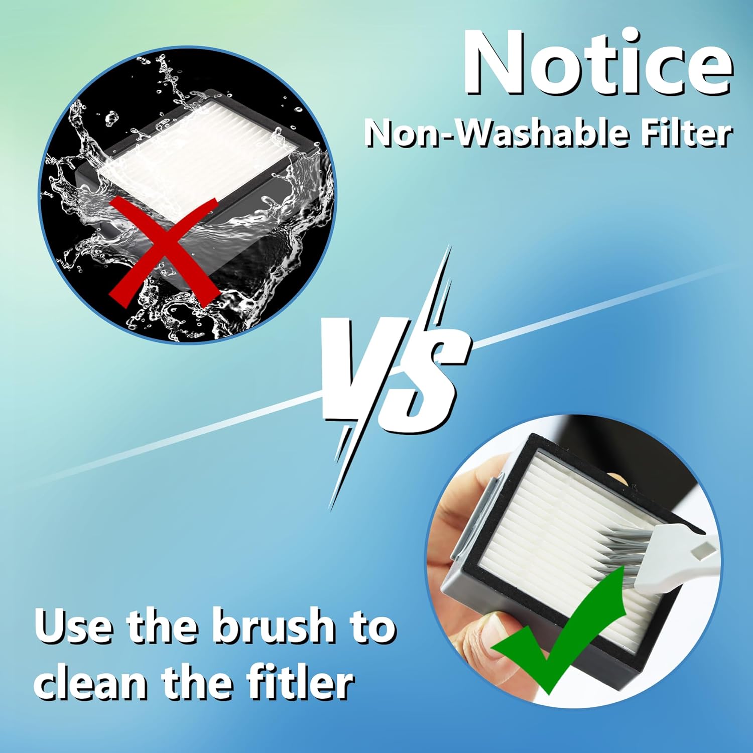 Filters Replacement for i-Robot Roomba E I & J Series i1+ i3 i3+ i4 i5/plus i6 i6+ i7 i7+/plus i8 i8+ E5 E6 E7 Vacuum Cleaner parts 4639161,6 Pack High Efficiency Filters+1 Cleaning Brush