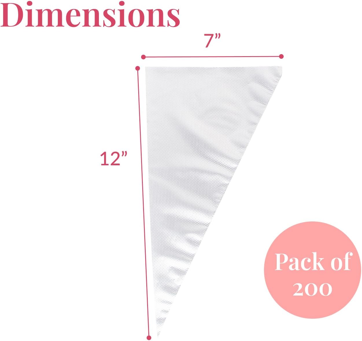 Set of 200 - Anti Burst Piping Bags 12 Inch - Tipless Icing Bags - Durable Frosting Piping Bag Tools - Pastry and Cookie Decorating Supplies