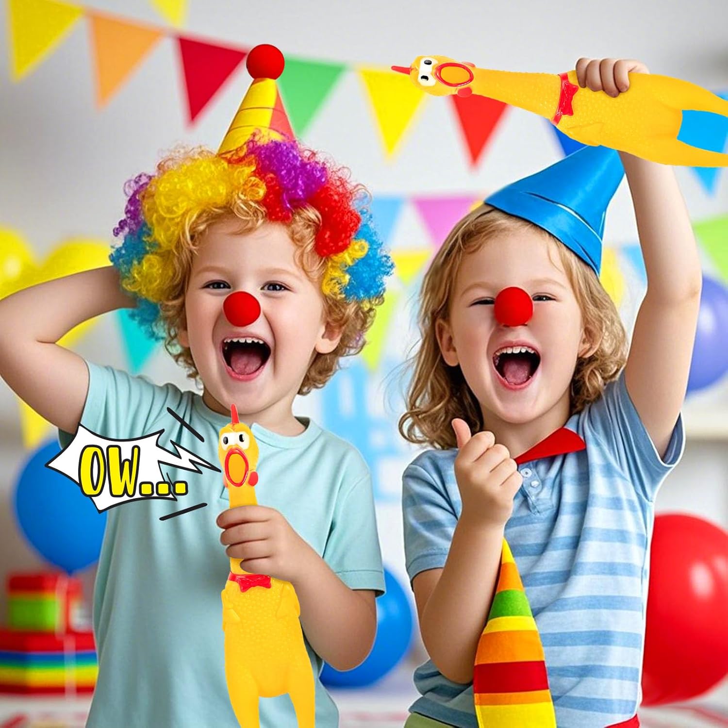 Screaming Chicken, Squeaky Chicken Dog Toys Gag Gifts Prank Novelty Toy Party Favors for Kids Adults April Fools Pranks Easter Goodie Bag Fillers Easter Basket Stuffers