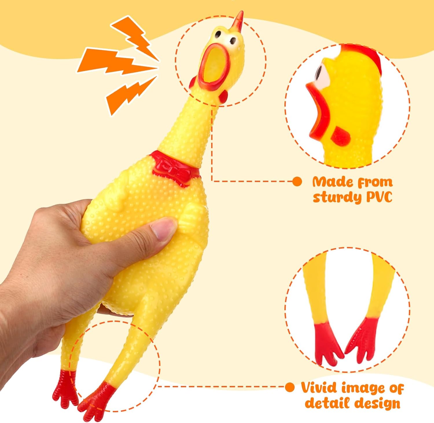 Screaming Chicken, Squeaky Chicken Dog Toys Gag Gifts Prank Novelty Toy Party Favors for Kids Adults April Fools Pranks Easter Goodie Bag Fillers Easter Basket Stuffers