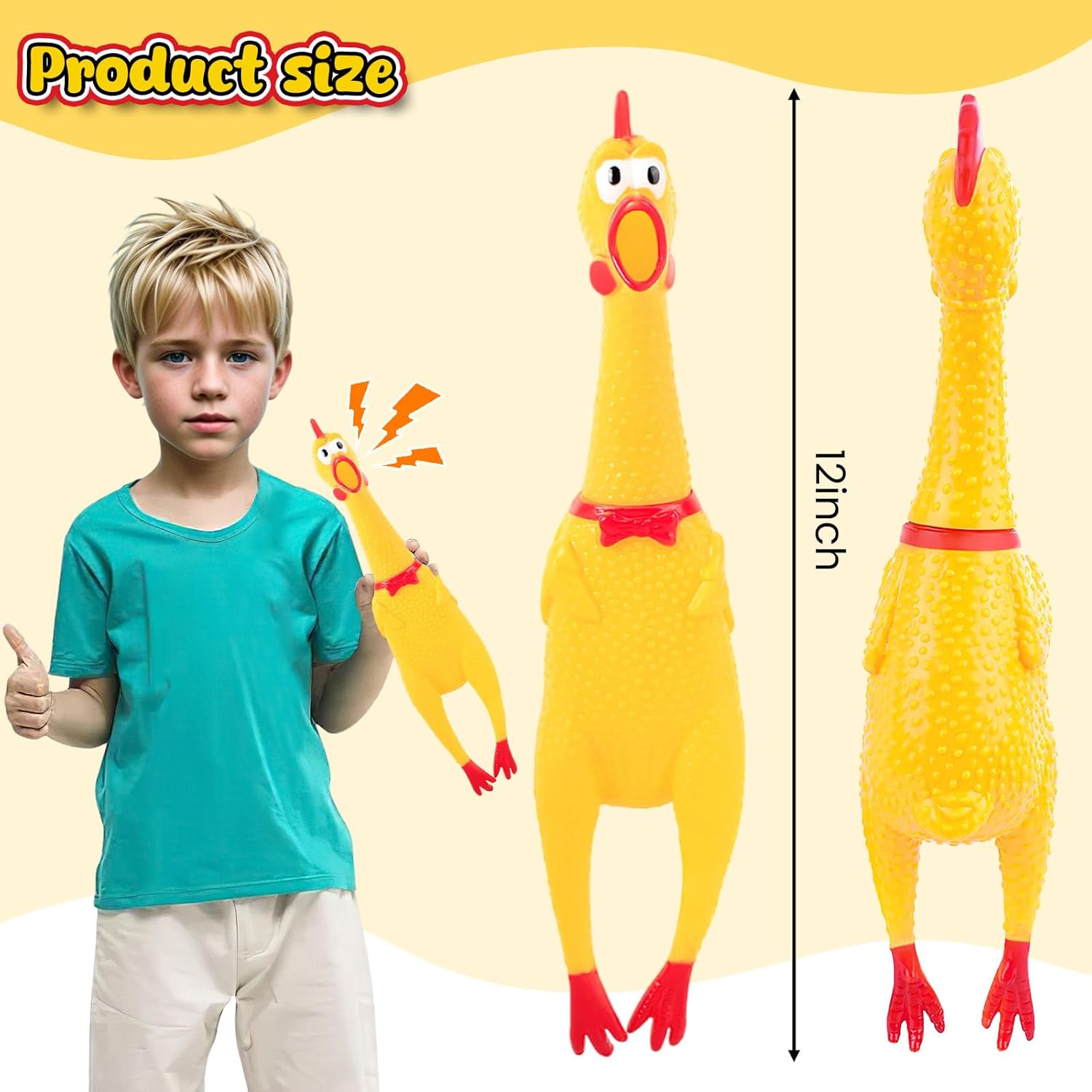 Screaming Chicken, Squeaky Chicken Dog Toys Gag Gifts Prank Novelty Toy Party Favors for Kids Adults April Fools Pranks Easter Goodie Bag Fillers Easter Basket Stuffers