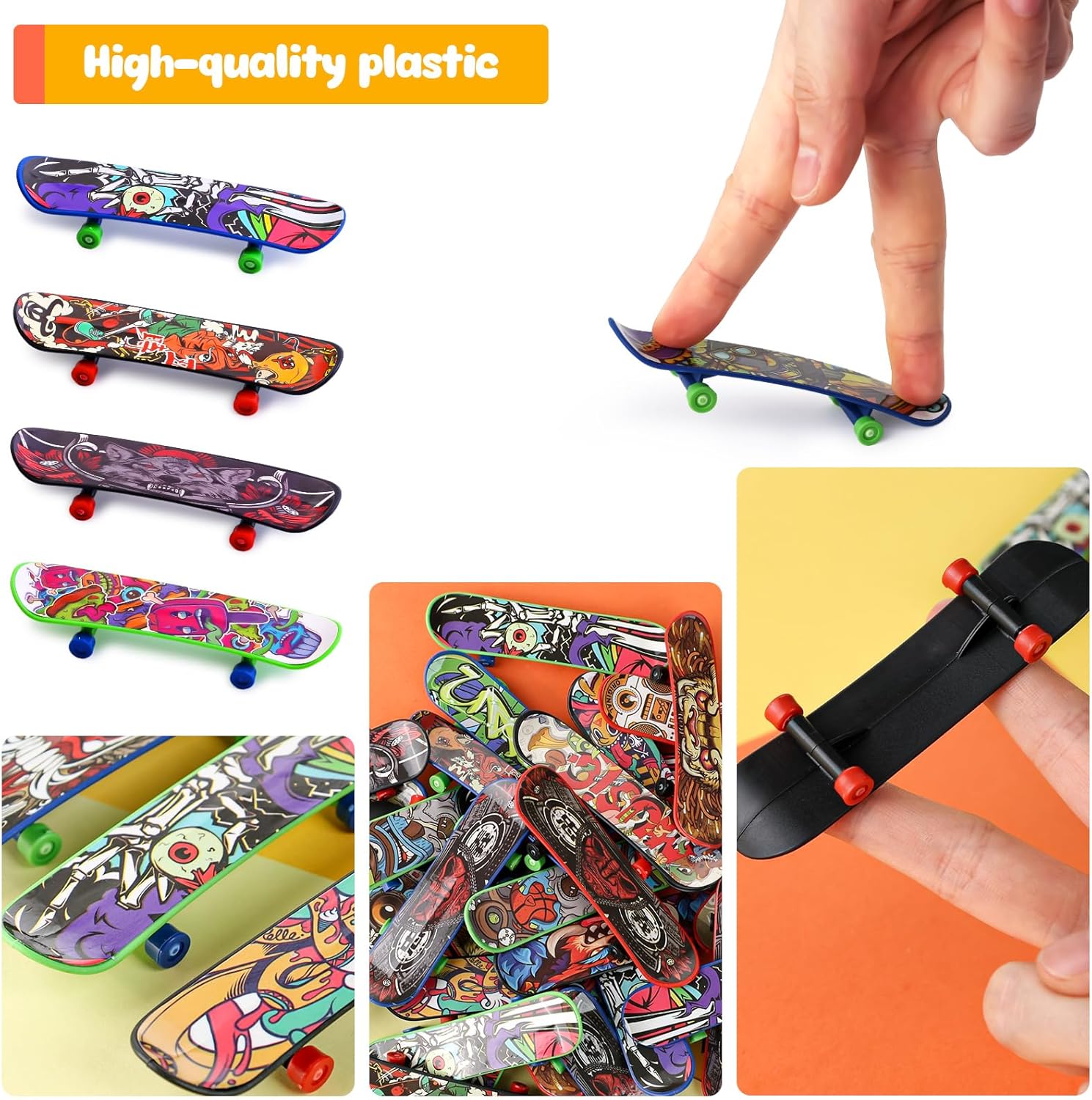 50 PCS Mini Finger Skateboards Party Favors, Easter Gifts & Beginner Practice Set for Kids & Adults, Finger Boards Toy, Easter Classroom Prizes Exchange Gifts