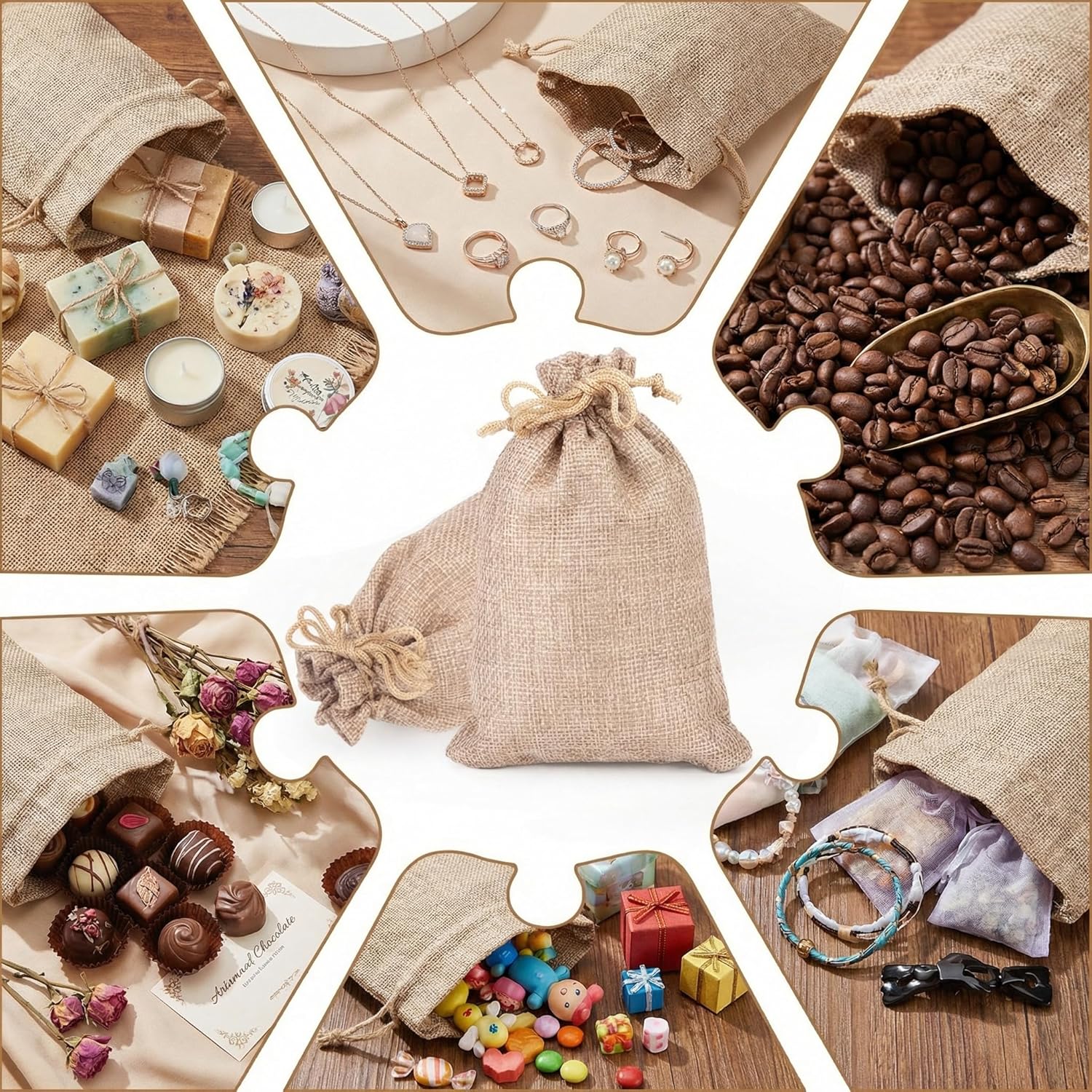 25PCS Small Burlap Gift Bags With Drawstring, 4x6 Inch Small Linen Sack Bags Jewelry Pouches for Wedding Party Favors DIY Crafts
