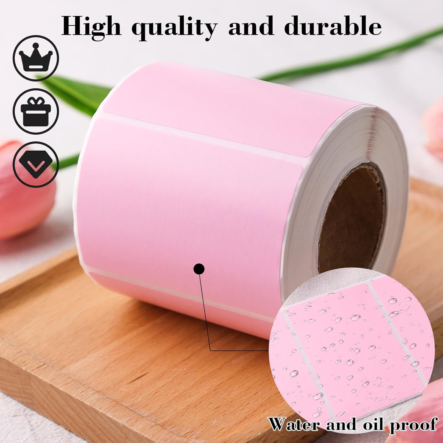 3"x2" Inch Thermal Printer Labels - Adhesive Waterproof Address and Barcode Stickers for Laser/Inkjet Printers, Ideal for Small Business Shipping&Inventory 500PCS, Pink