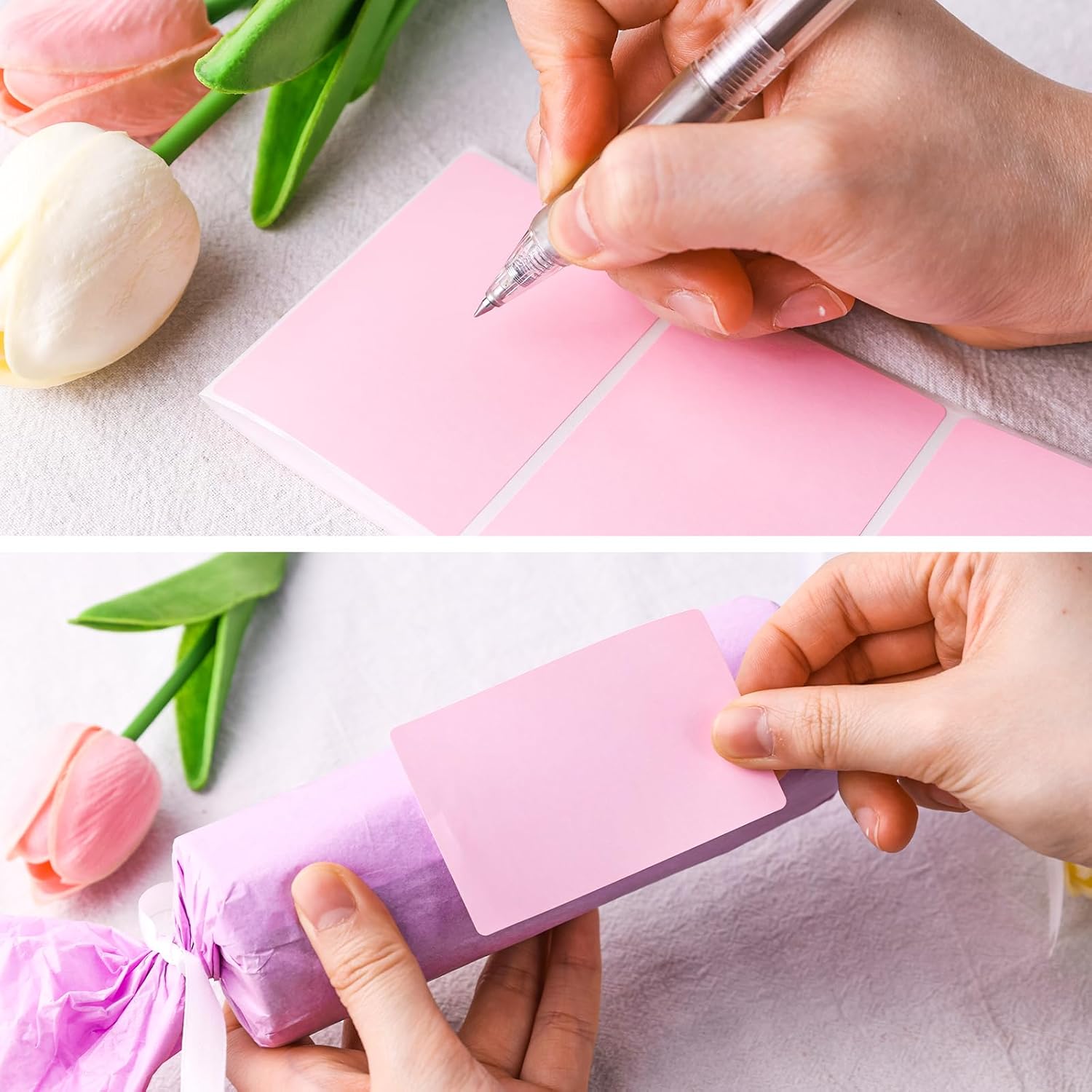 3"x2" Inch Thermal Printer Labels - Adhesive Waterproof Address and Barcode Stickers for Laser/Inkjet Printers, Ideal for Small Business Shipping&Inventory 500PCS, Pink