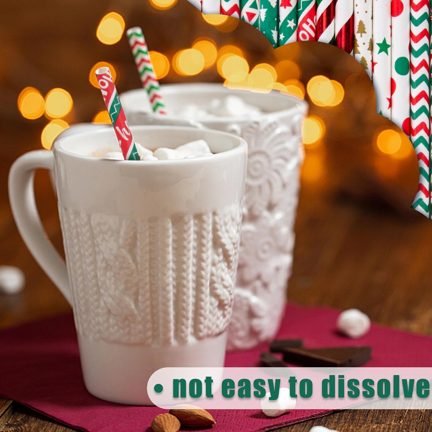Christmas Paper Straws, Stripe Holiday Straws Bulk in 10 Styles for Drinking, Xmas Party Supplies, DIY Crafts, 125PCS