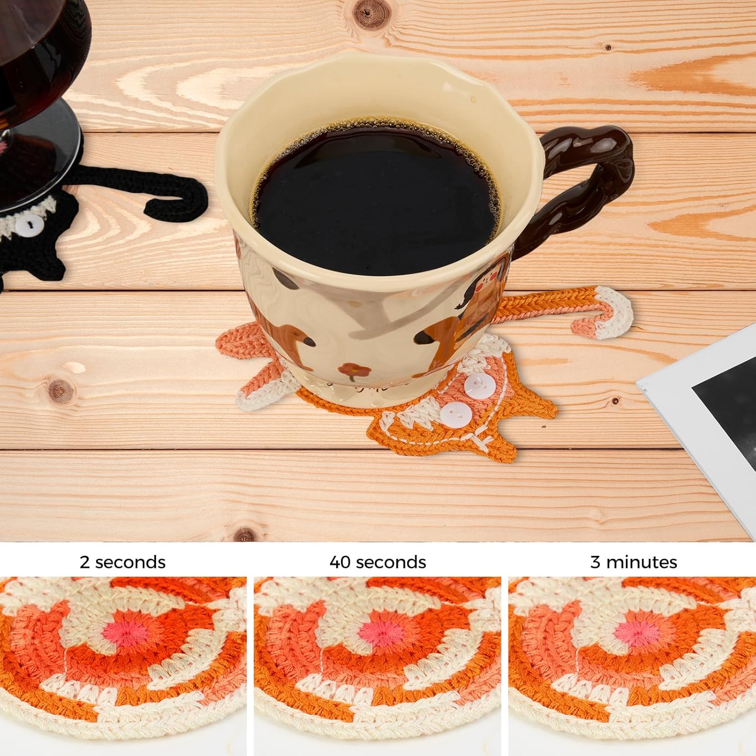 Drink Coaster | Cat Gifts for Cat Lovers,Fun Woven Coasters,Cute Coffee Coaster for Home Decor Tabletop Protection Suitable for Kinds Cups 3PC