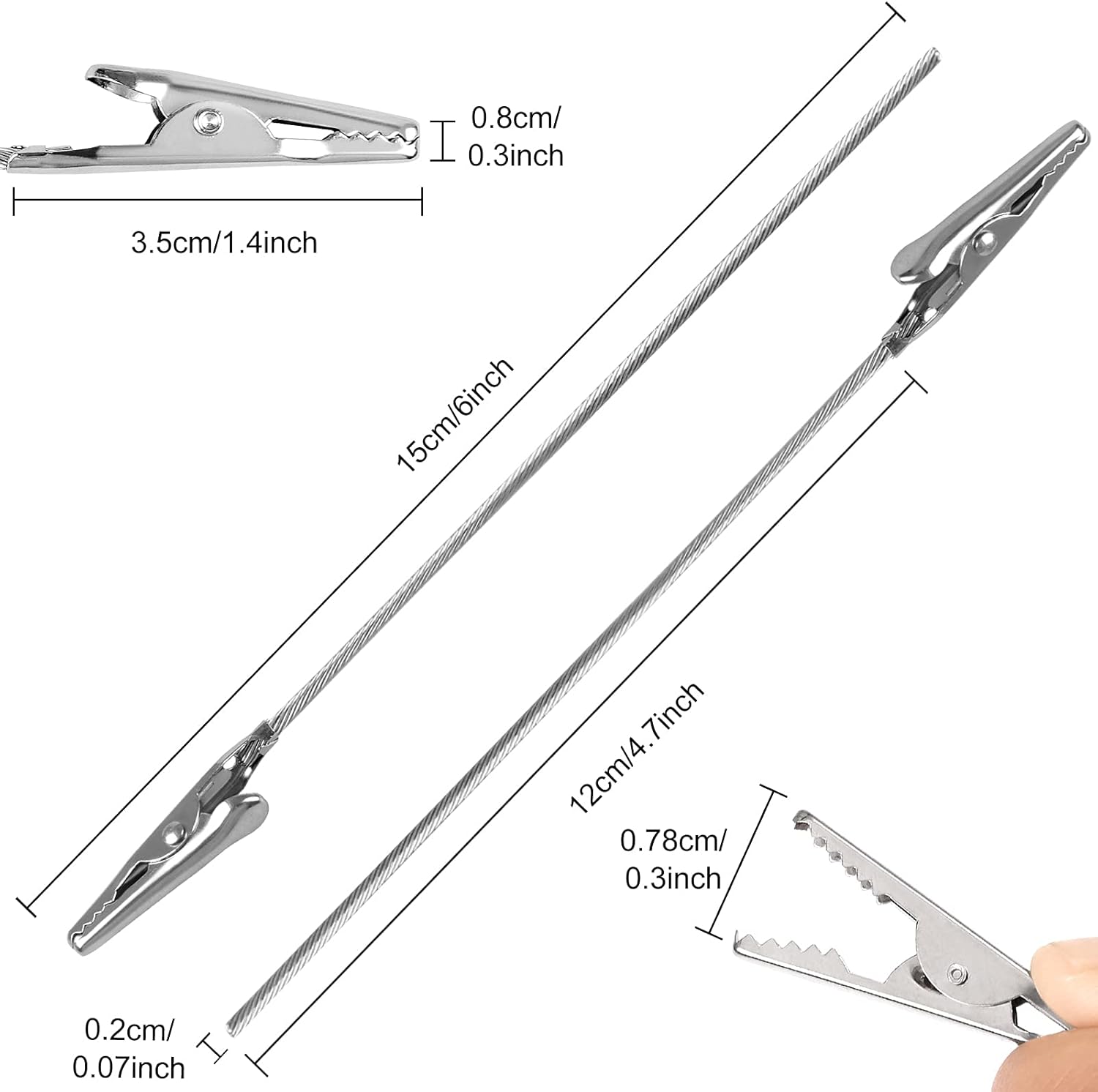 40 PCS l Wire Long-Tailed Alligator Clamp Photo Clip Holder - Alligator Clips for Crafts, DIY Card, Photo, Memo Holder 6inch/150mm