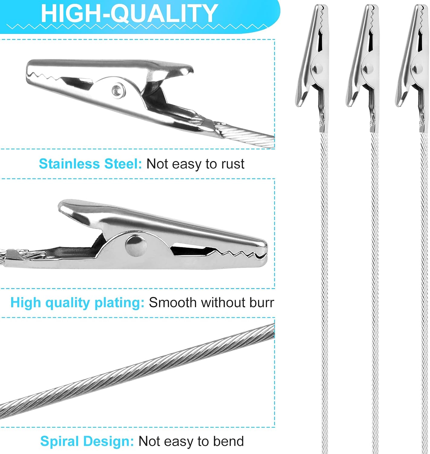40 PCS l Wire Long-Tailed Alligator Clamp Photo Clip Holder - Alligator Clips for Crafts, DIY Card, Photo, Memo Holder 6inch/150mm