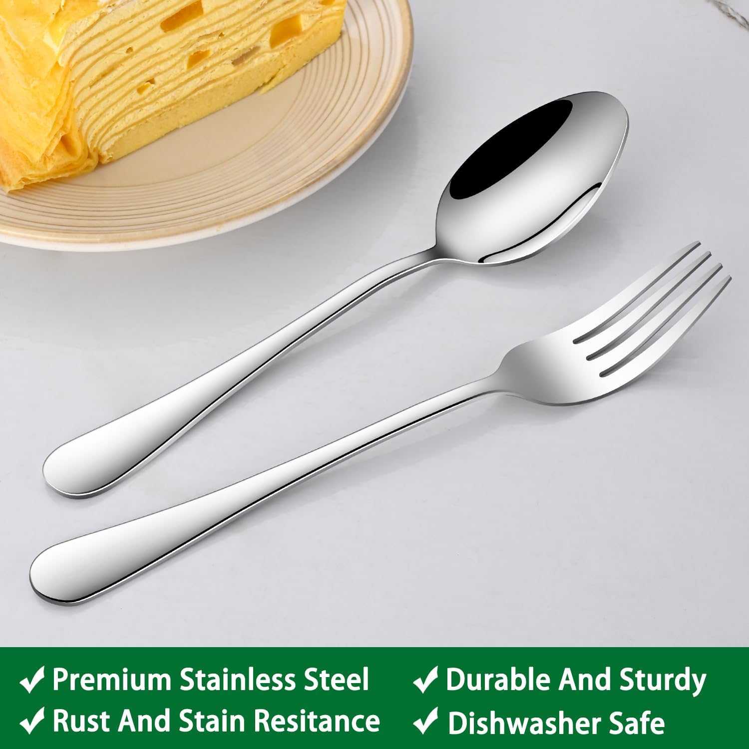 Dinner Spoon Set,8-Piece 7.3 Inch Soup Spoons,Premium Food Grade Stainless Steel Table Spoon,Durable l Tablespoon,Dishwasher Safe Silverware Spoons