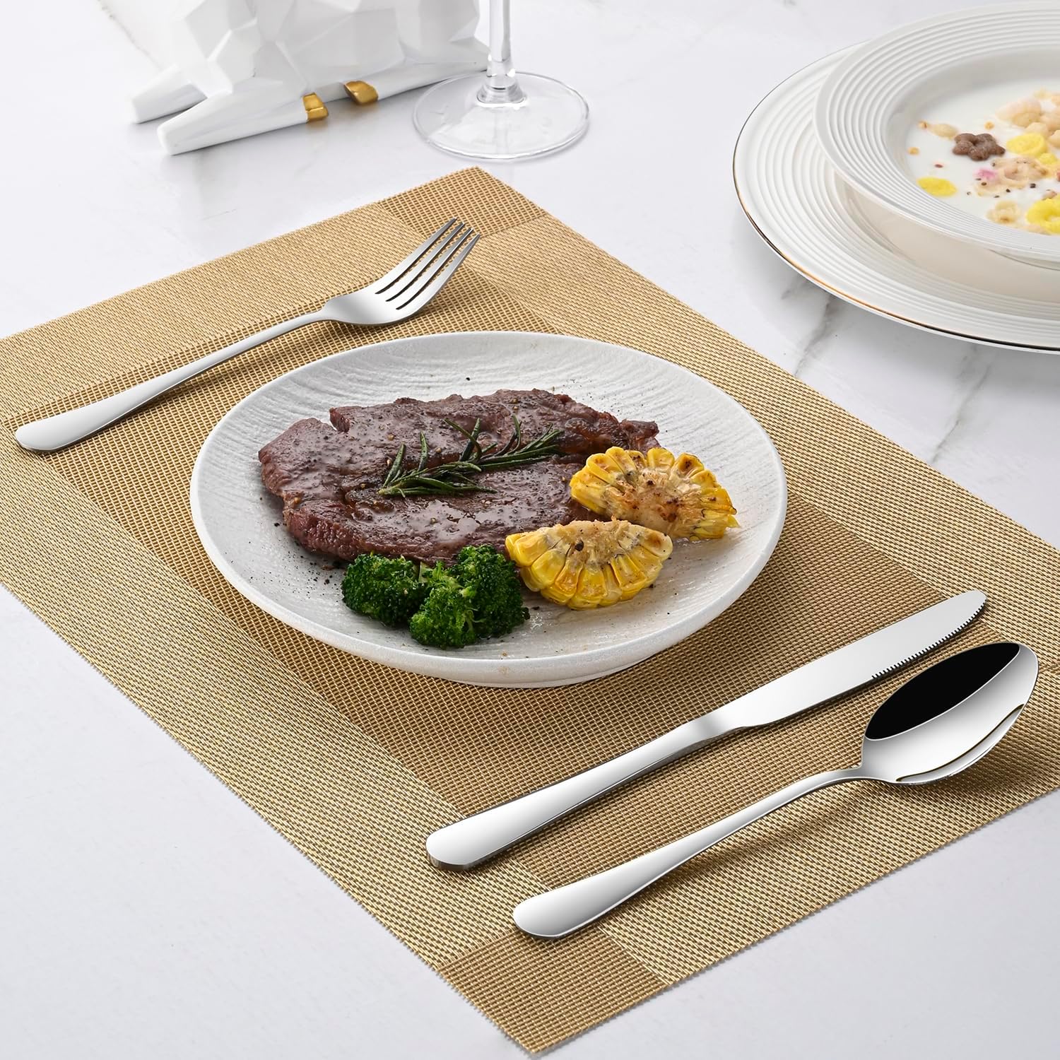 Dinner Spoon Set,8-Piece 7.3 Inch Soup Spoons,Premium Food Grade Stainless Steel Table Spoon,Durable l Tablespoon,Dishwasher Safe Silverware Spoons