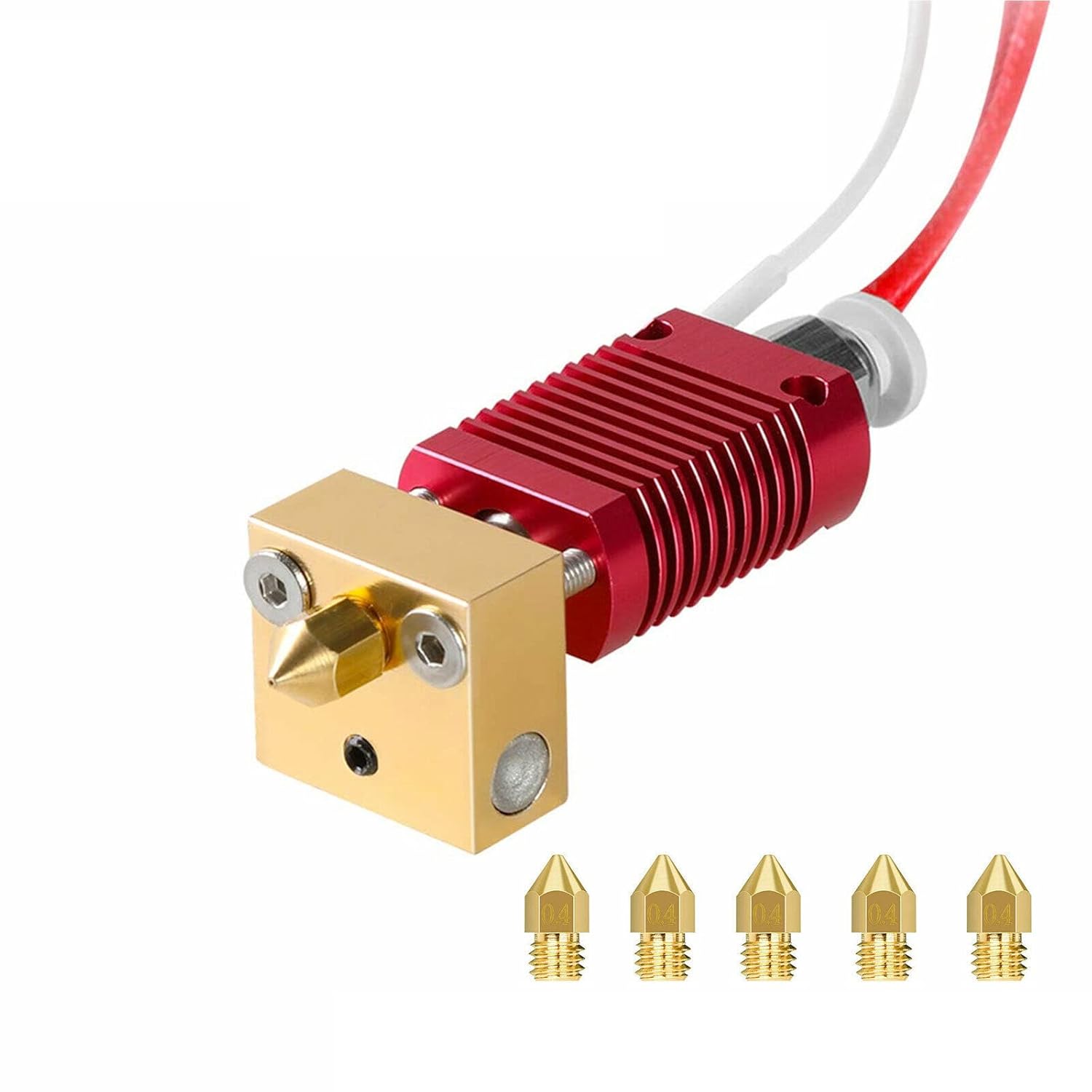 Extruder Heater Hot End Kit, Assembled MK8 Extruder Hot end Kit with 0.4mm Nozzle Silicon Sock Compatible with Creality Ender 3, Ender 3 Pro, Ender 3 V2