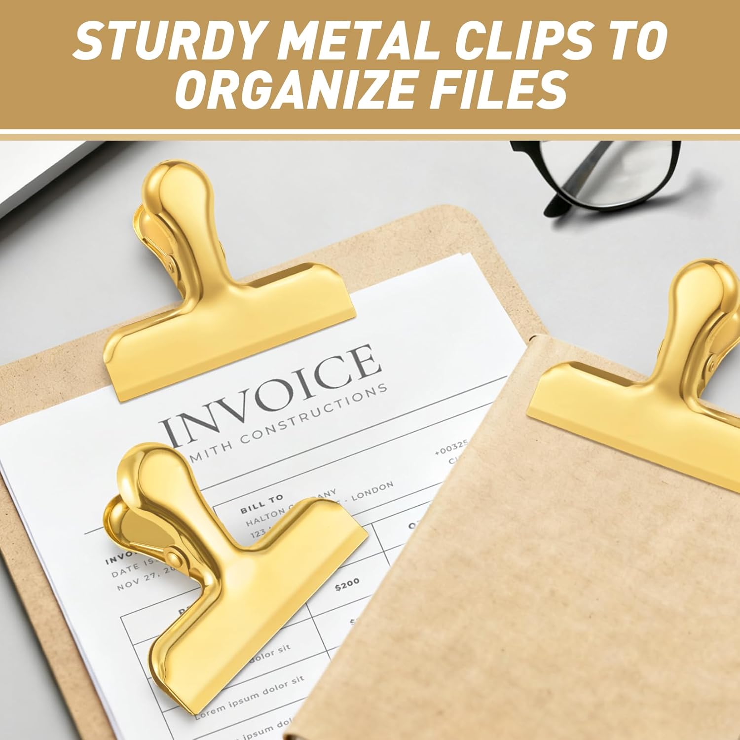 Chip Clips Bag Clips Gold Stainless Steel Clip for Food Storage,Air Tight Seal Chip Bag Clip 3 Inch Strong Food Clipp for Snack,Chips,Kitchen Decor,Home&Office Paper Heavy Duty-8 Pack