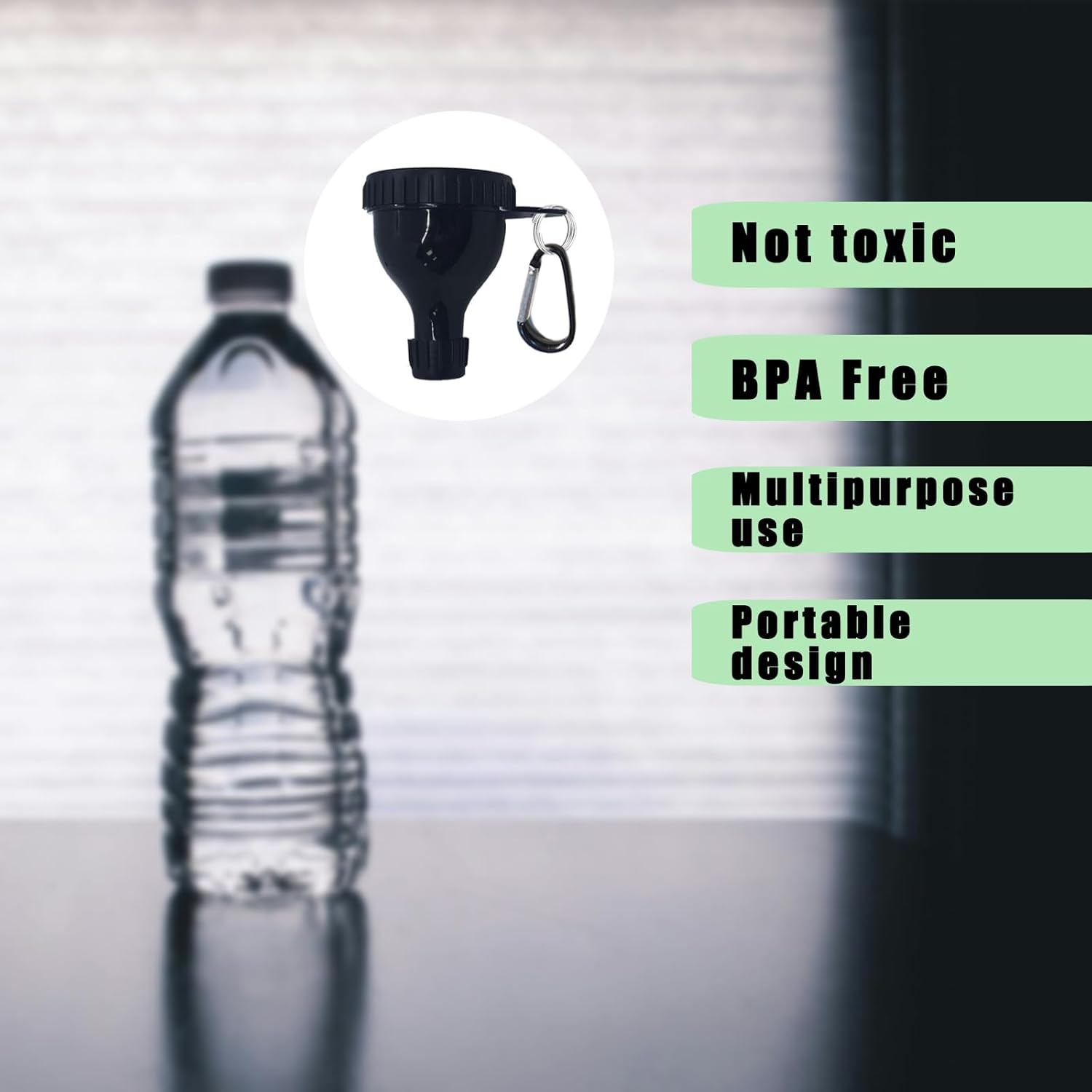 2 Pack Protein Powder Container to Go - Mini Funnel with Keychain and Keyring, Water Bottle Funnel for Shakers