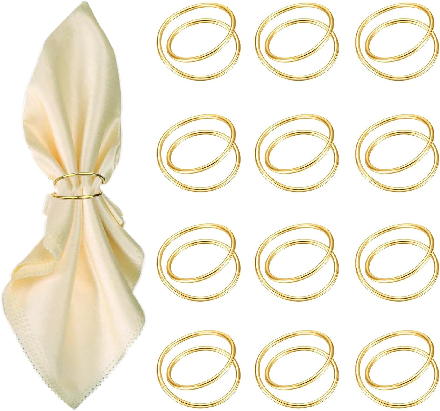 Gold Napkin Rings-12 PCS l Spiral Napkin Rings Spiral Napkin Holders Buckles for Family Dinner, Wedding, Party,Table Decorations