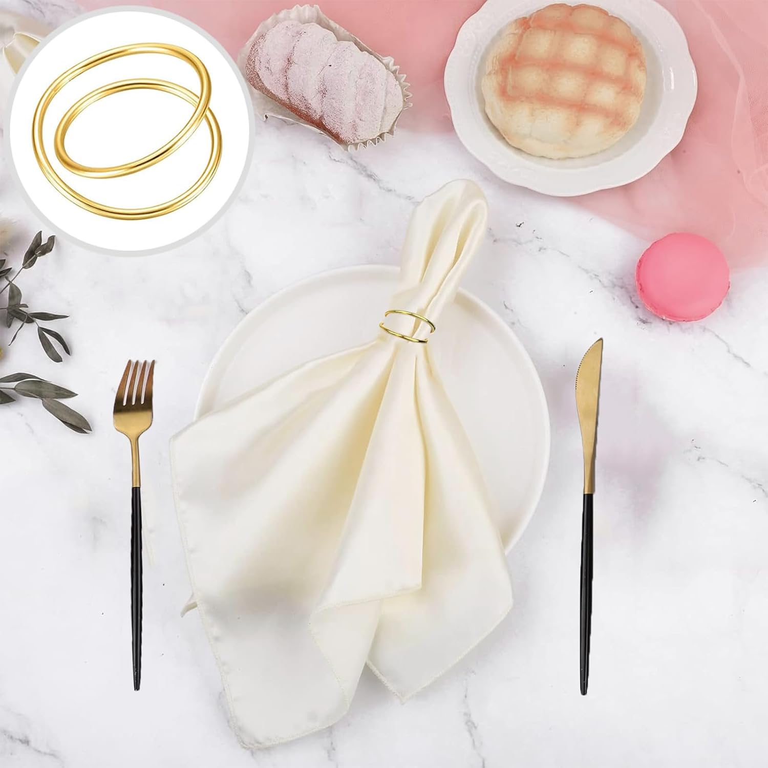 Gold Napkin Rings-12 PCS l Spiral Napkin Rings Spiral Napkin Holders Buckles for Family Dinner, Wedding, Party,Table Decorations