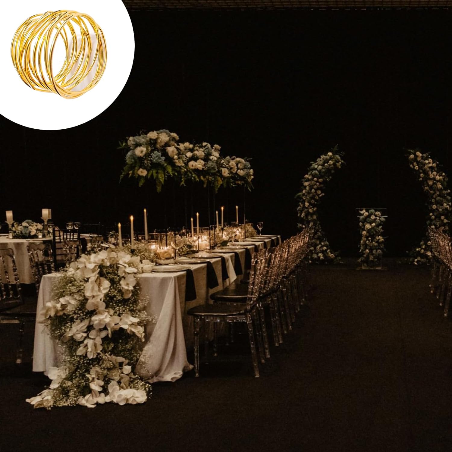 Gold Napkin Rings - 6 PCS l Napkin Rings Twisted Wire Napkin Holders Buckles for Family Dinner, Wedding, Party,Table Decorations