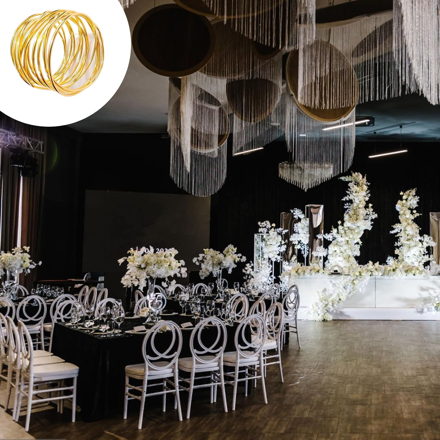 Gold Napkin Rings - 6 PCS l Napkin Rings Twisted Wire Napkin Holders Buckles for Family Dinner, Wedding, Party,Table Decorations