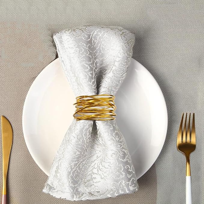 Gold Napkin Rings - 6 PCS l Napkin Rings Twisted Wire Napkin Holders Buckles for Family Dinner, Wedding, Party,Table Decorations