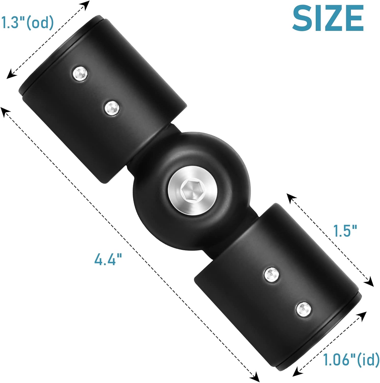 Curtain Rod Corner Connector Heavy Duty Hinged Elbow Connector, Adjustable Corner Curtain Rod Connector for 1 Inch Bay Window Curtain Rods, Black 1 Pack