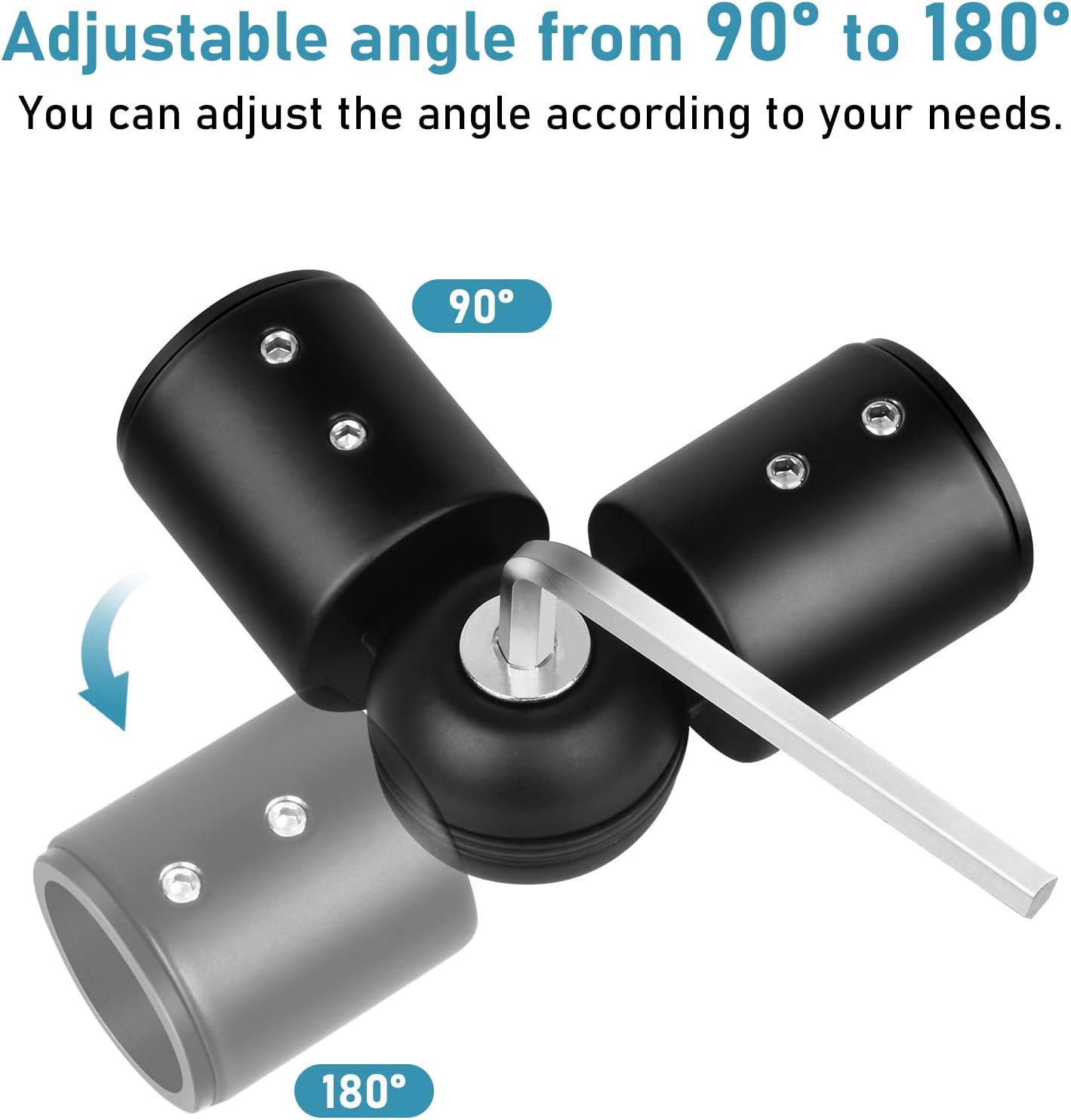 Curtain Rod Corner Connector Heavy Duty Hinged Elbow Connector, Adjustable Corner Curtain Rod Connector for 1 Inch Bay Window Curtain Rods, Black 1 Pack