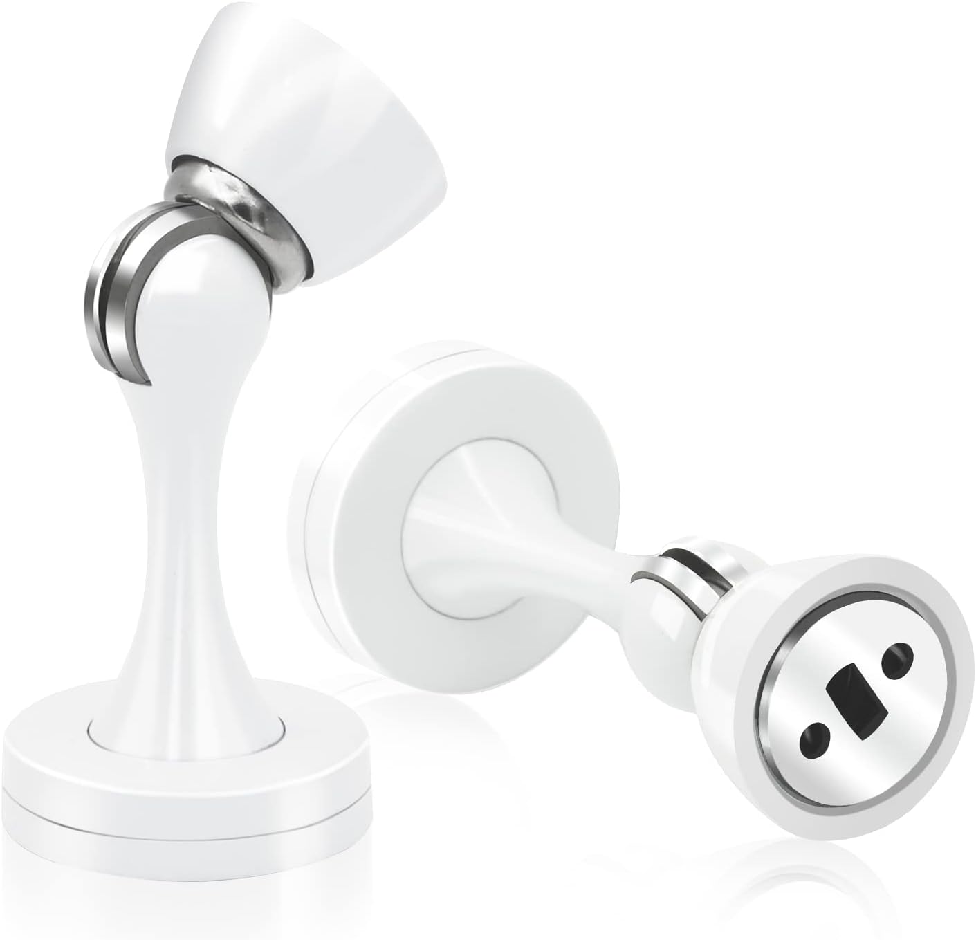 Door Stopper, Magnetic Door Stop White Wall Floor Mount Magnetic Door Stoppers Stainless Steel Magnetic Door Holder Catch Heavy Duty Modern Door Stops for Bottom of Door, 2 Pack