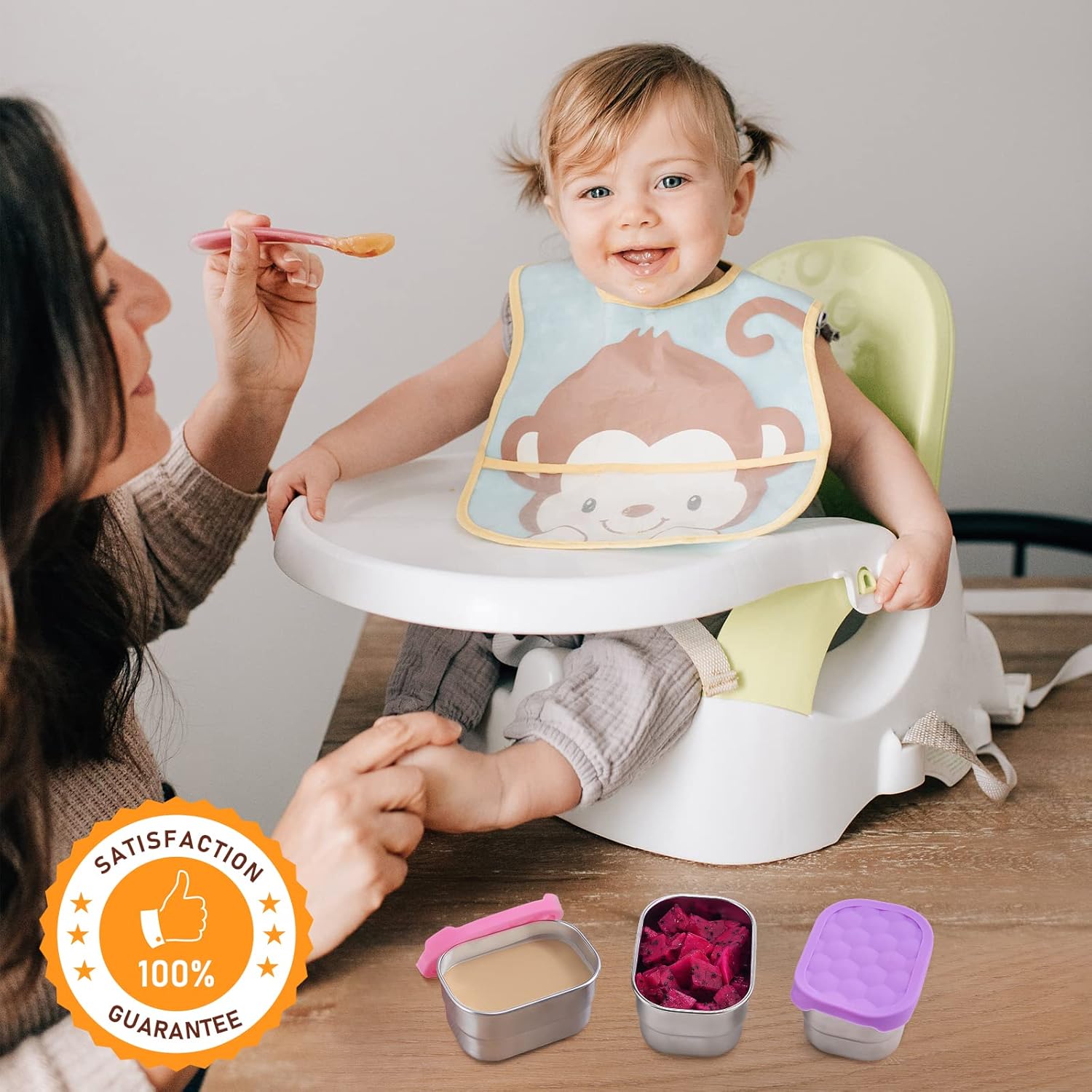 Small 1 CUP Stainless Steel Snack Containers for Kids | Easy Open Leak Proof Food Containers with Silicone Lids - Perfect l Toddler Lunch Box for Daycare and School 8oz