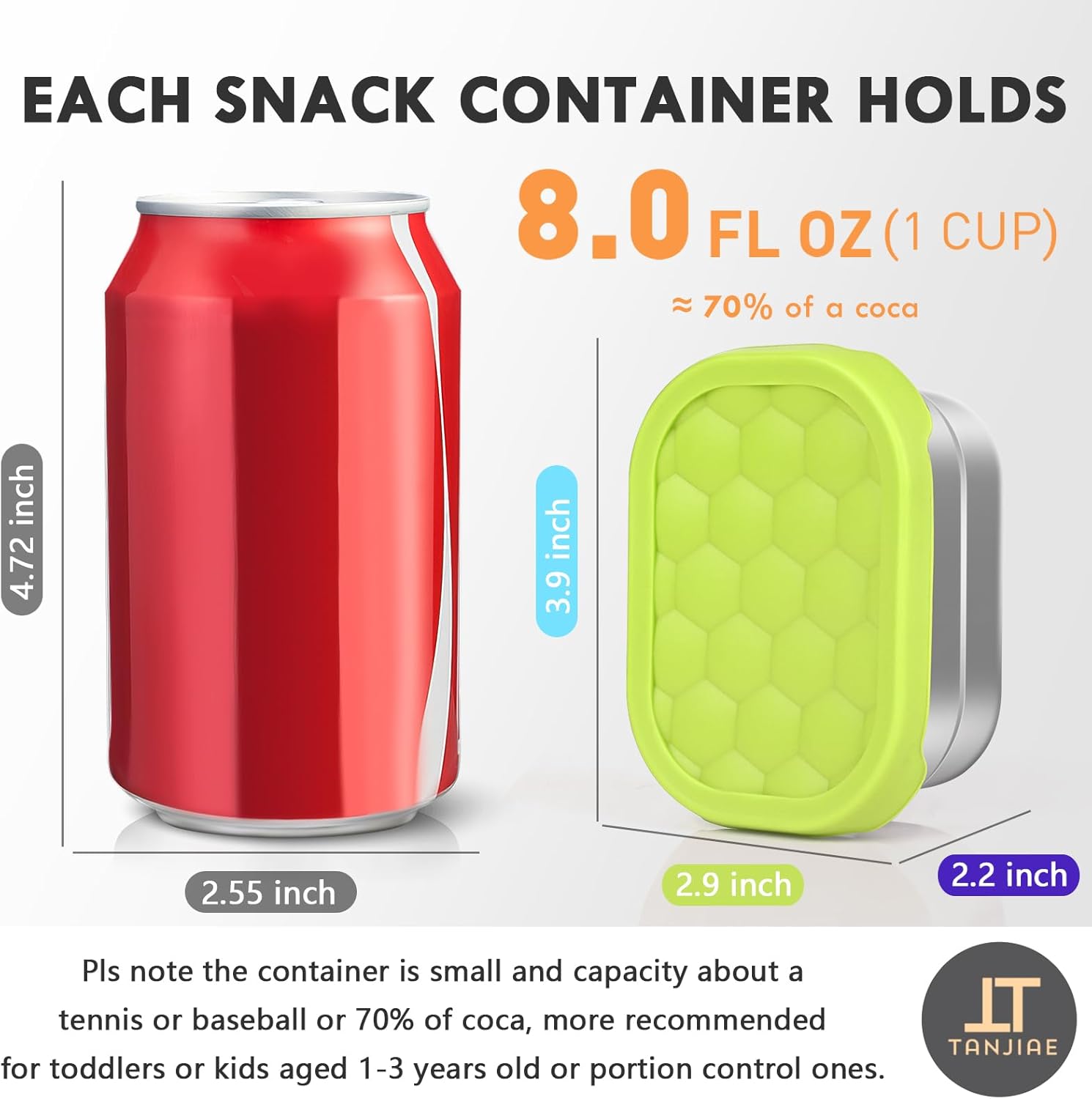 4Pack 8oz Small 1 CUP Stainless Steel Snack Containers for Kids | Reusable Easy Open Toddler Snack Containers with Silicone Lids | Stackable Toddler Lunch Box for Daycare, School and Travel