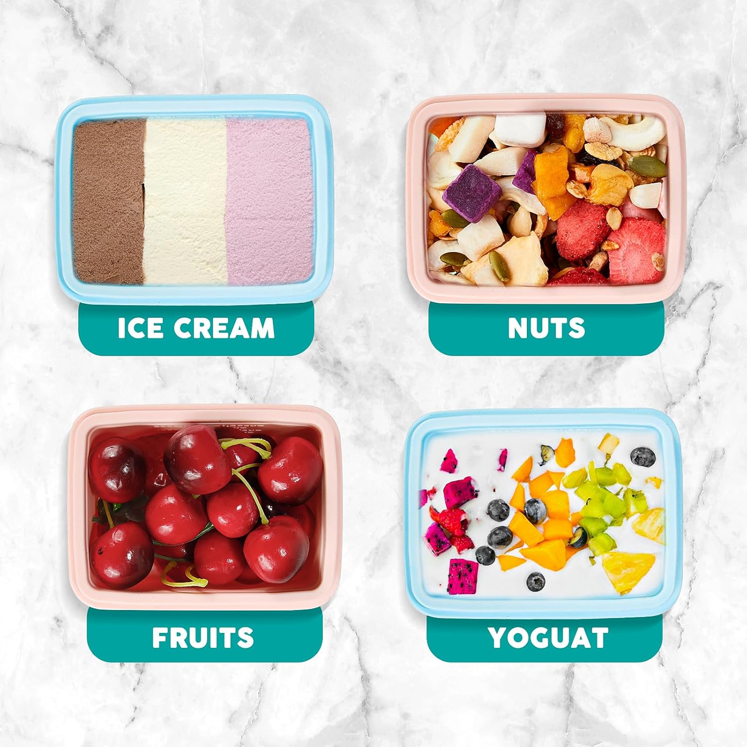 Silicone Snack Containers for Kids, Leak Proof Microwavable Small Lunch Box Containers with Lids for Toddlers, 1 Cup BPA Free Freezer Molds for Soups/Baby Food Storage 13.5oz*2