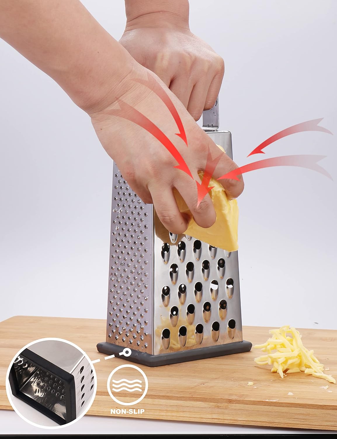Cheese Grater, Box Grater for Cheese Stainless steel Vegetable Slicer Food Shredder 4-sided Convenience for kitchen