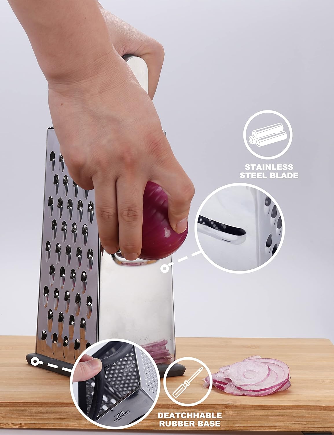 Cheese Grater, Box Grater for Cheese Stainless steel Vegetable Slicer Food Shredder 4-sided Convenience for kitchen