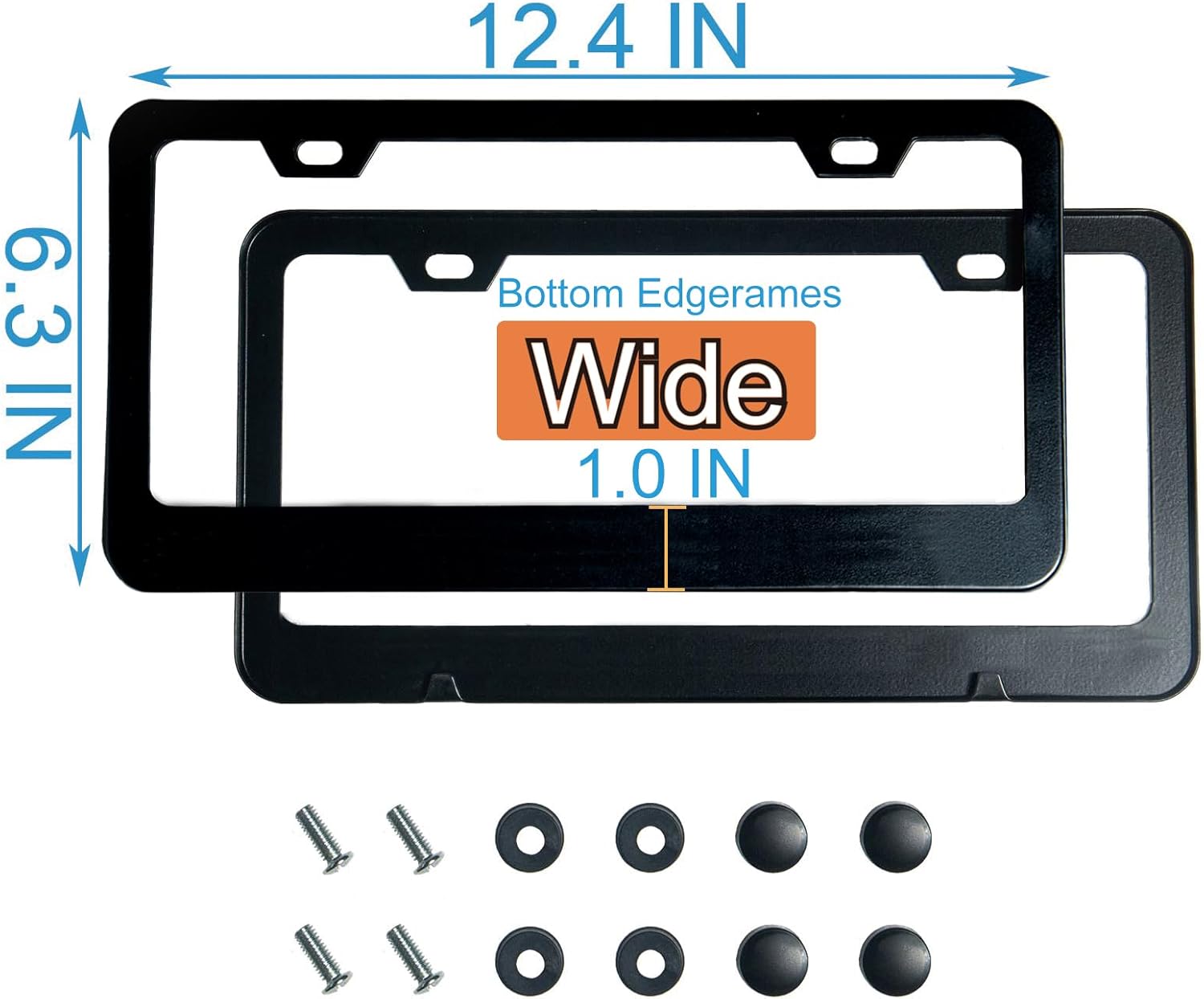 2PCS Matte Black License Plate Frames, 2 Holes Solid Rust-Proof Stainless Steel License Plate Holder, Universal Car License Plate Cover for Women and Man with Screws Accessories