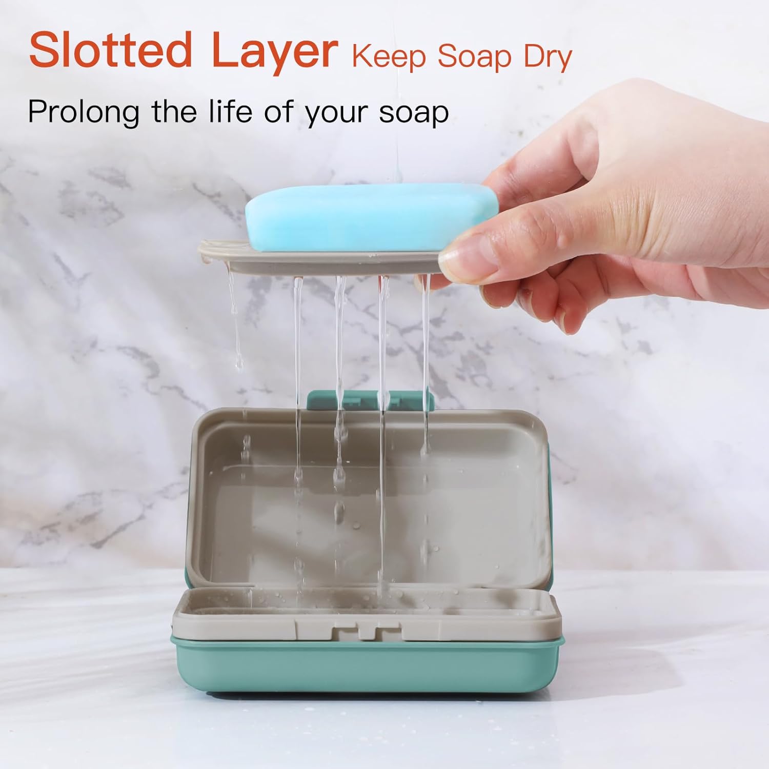 Soap Holder, Soap Dish 1 Pack, Bar Soap Holder for Shower, Travel Soap Case with Lid for Gym, Camping Essentials, Travel Size Toiletries, Portable, Leakproof, Blue