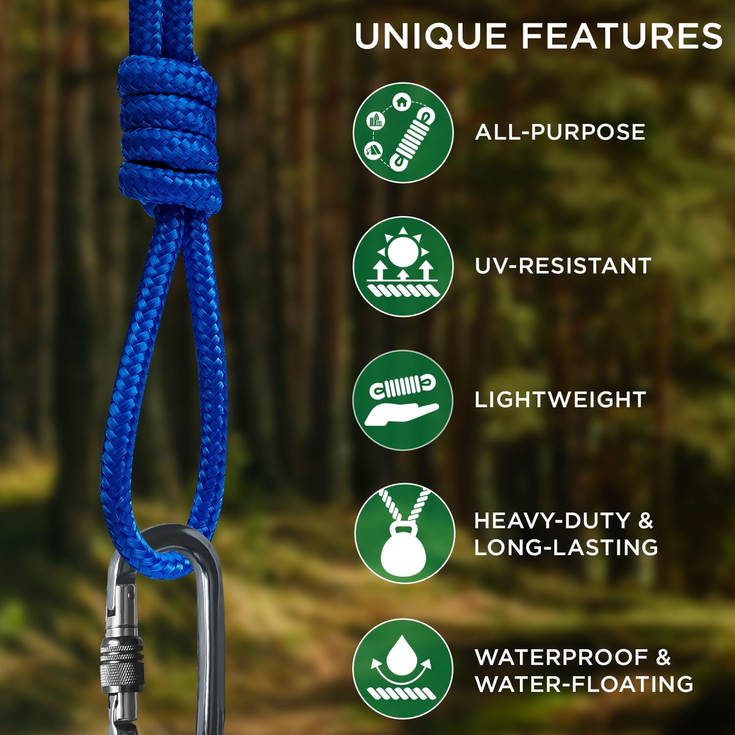 Rope – 90 Feet x 1/4 Inch 7mm – Blue – Strong All-Purpose Utility Rope – Camping, Crafting, Flag Pole, Indoor & Outdoor – Polypropylene Nylon Poly Lightweight Diamond Braided Cord