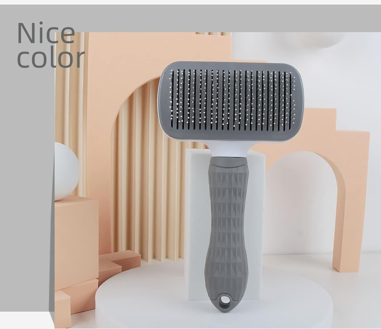 Cat Dog Brush for shedding,Pet Grooming Brush for Cats Dogs Massage,Shedding Brush for Short or Long Hair,Self Cleaning Slicker Brush,Easy to Removes Loose Undercoat, Tangled Hair grey