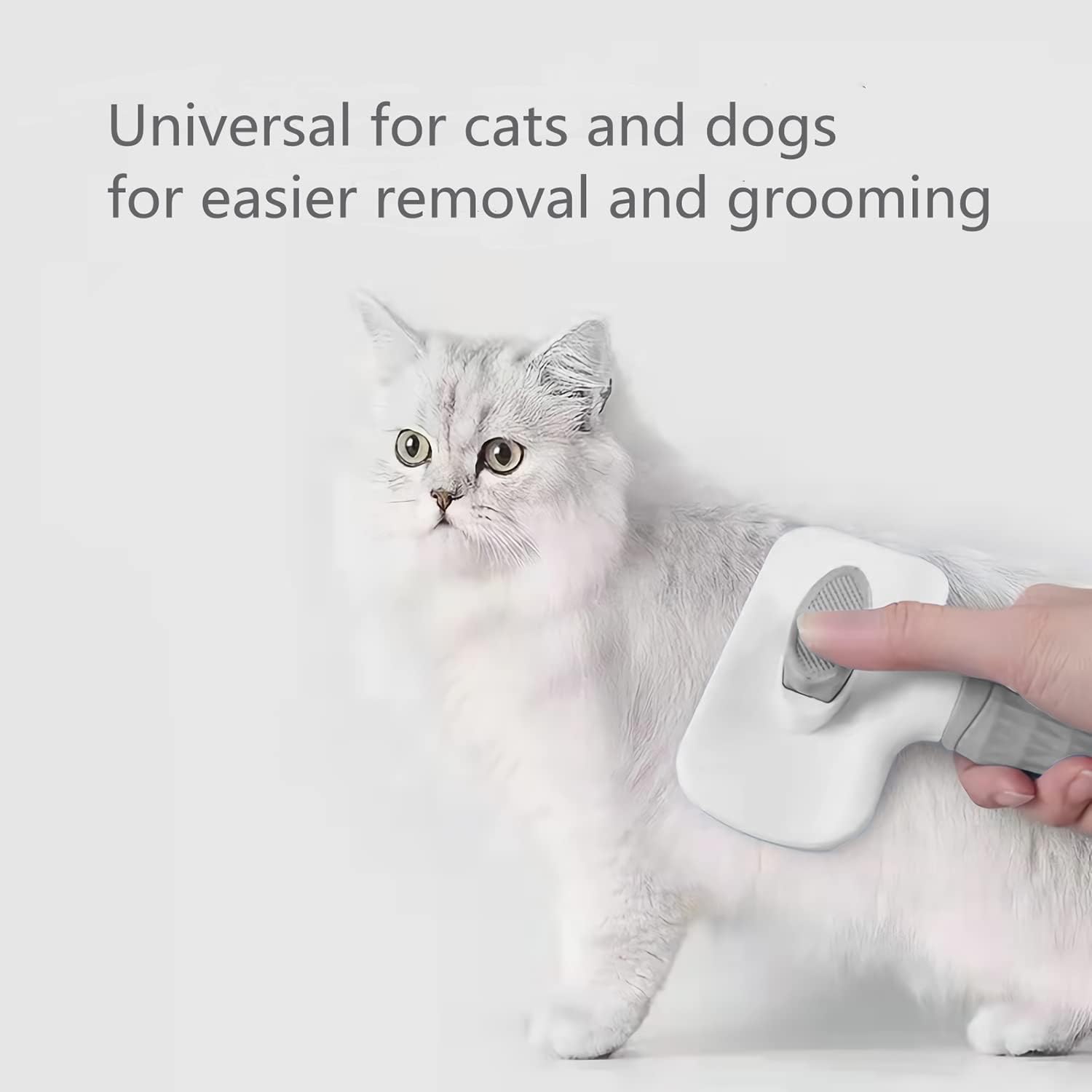 Cat Dog Brush for shedding,Pet Grooming Brush for Cats Dogs Massage,Shedding Brush for Short or Long Hair,Self Cleaning Slicker Brush,Easy to Removes Loose Undercoat, Tangled Hair grey