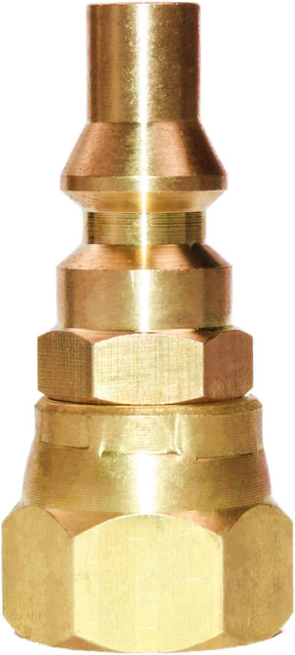 1/4'' RV Propane Quick Connect Fittings for Connecting Low Pressure Gas Appliance Heater Grill Fire Pit and RV Quick Connect, 1/4" quick key connect plug x 3/8" Female Flare