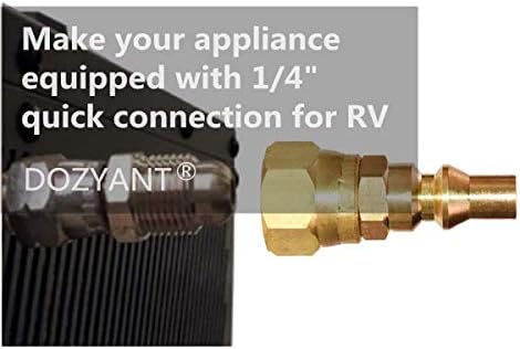 1/4'' RV Propane Quick Connect Fittings for Connecting Low Pressure Gas Appliance Heater Grill Fire Pit and RV Quick Connect, 1/4" quick key connect plug x 3/8" Female Flare