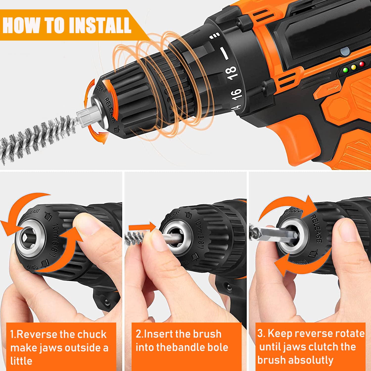 Golf Clubs Head Hosel Brush Golf Shaft Ferrules Brush Stainless Steel Bore Brush Wire Brush Cleaning Tool Electric Drill Wire Brush for Wood and Iron 2
