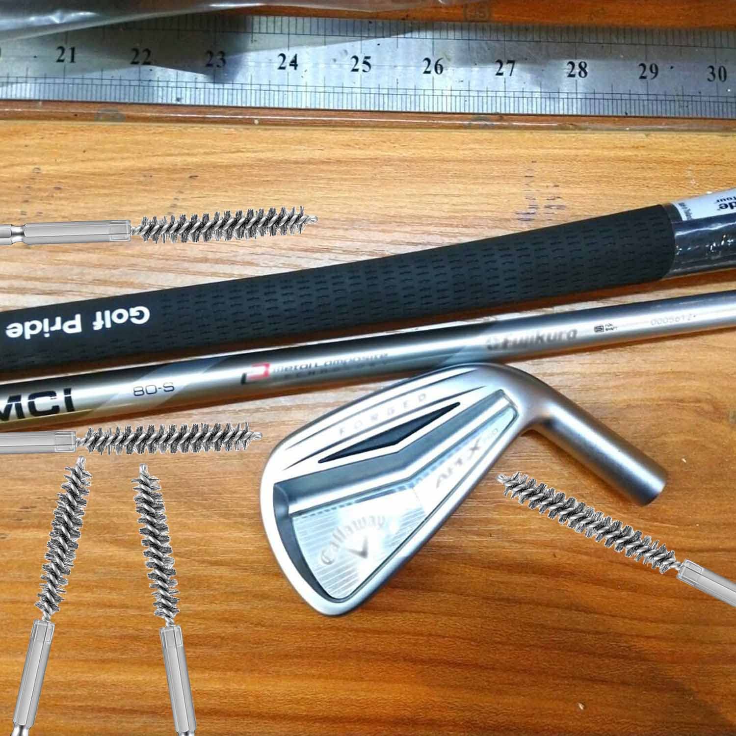 Golf Clubs Head Hosel Brush Golf Shaft Ferrules Brush Stainless Steel Bore Brush Wire Brush Cleaning Tool Electric Drill Wire Brush for Wood and Iron 2
