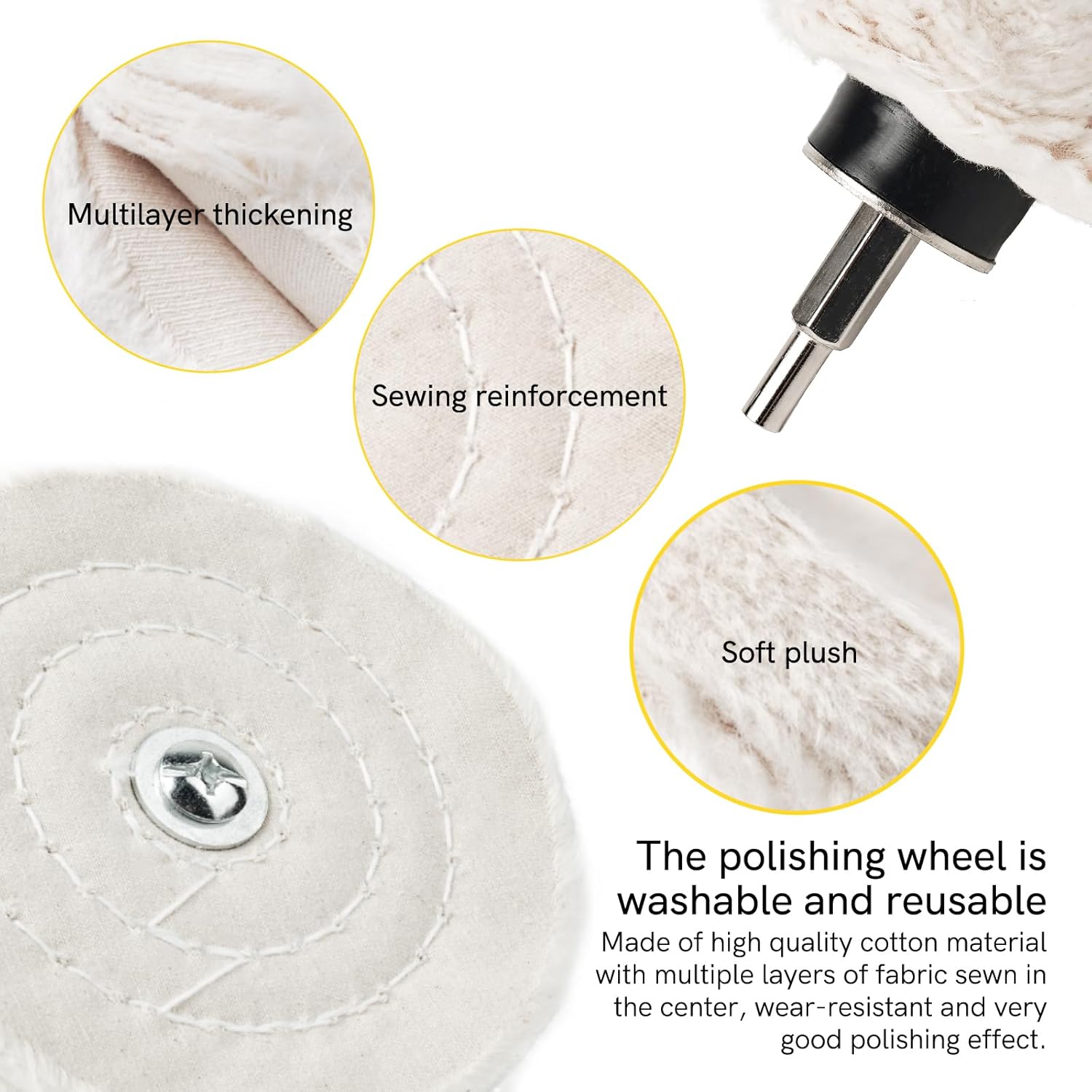 Aluminum Wheel Polishing Kit for Drill Buffing Wheel for Car Motorcycle Wheel Rim Manifold Polishing for Stainless Steel Chrome Wood Plastic Ceramic Glass Woods Machine Jewelry etc 6PCS