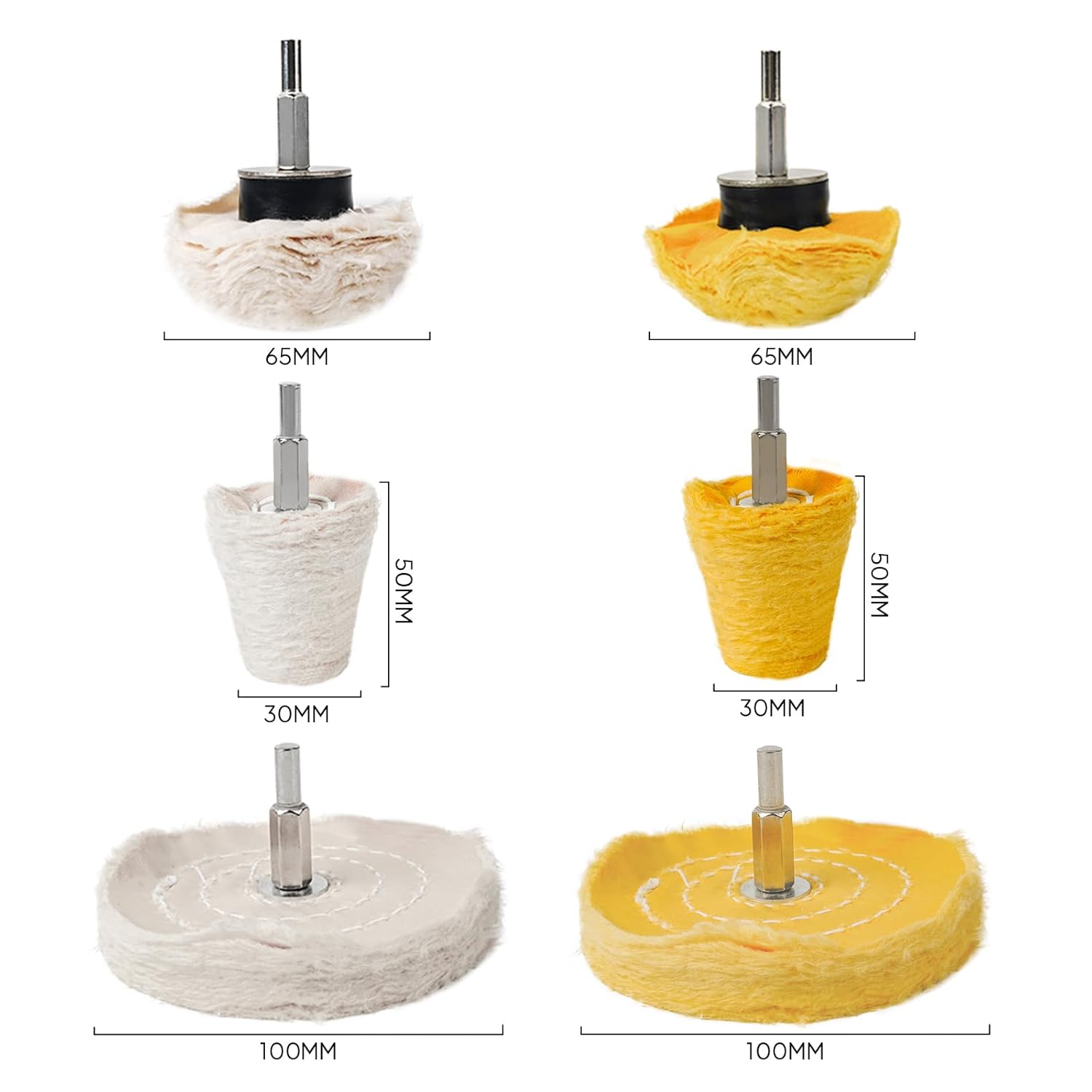 Aluminum Wheel Polishing Kit for Drill Buffing Wheel for Car Motorcycle Wheel Rim Manifold Polishing for Stainless Steel Chrome Wood Plastic Ceramic Glass Woods Machine Jewelry etc 6PCS