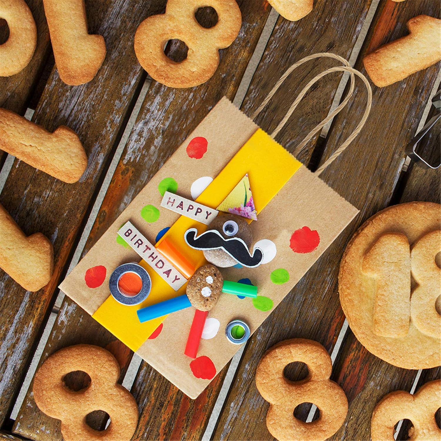 50 Pack 3.5x2.4x6.7 Inches Small Kraft Paper Gift Bags with Handles Bulk Mini Party Favor Bags Candy Bags 100% Recyclable Brown Paper Bag
