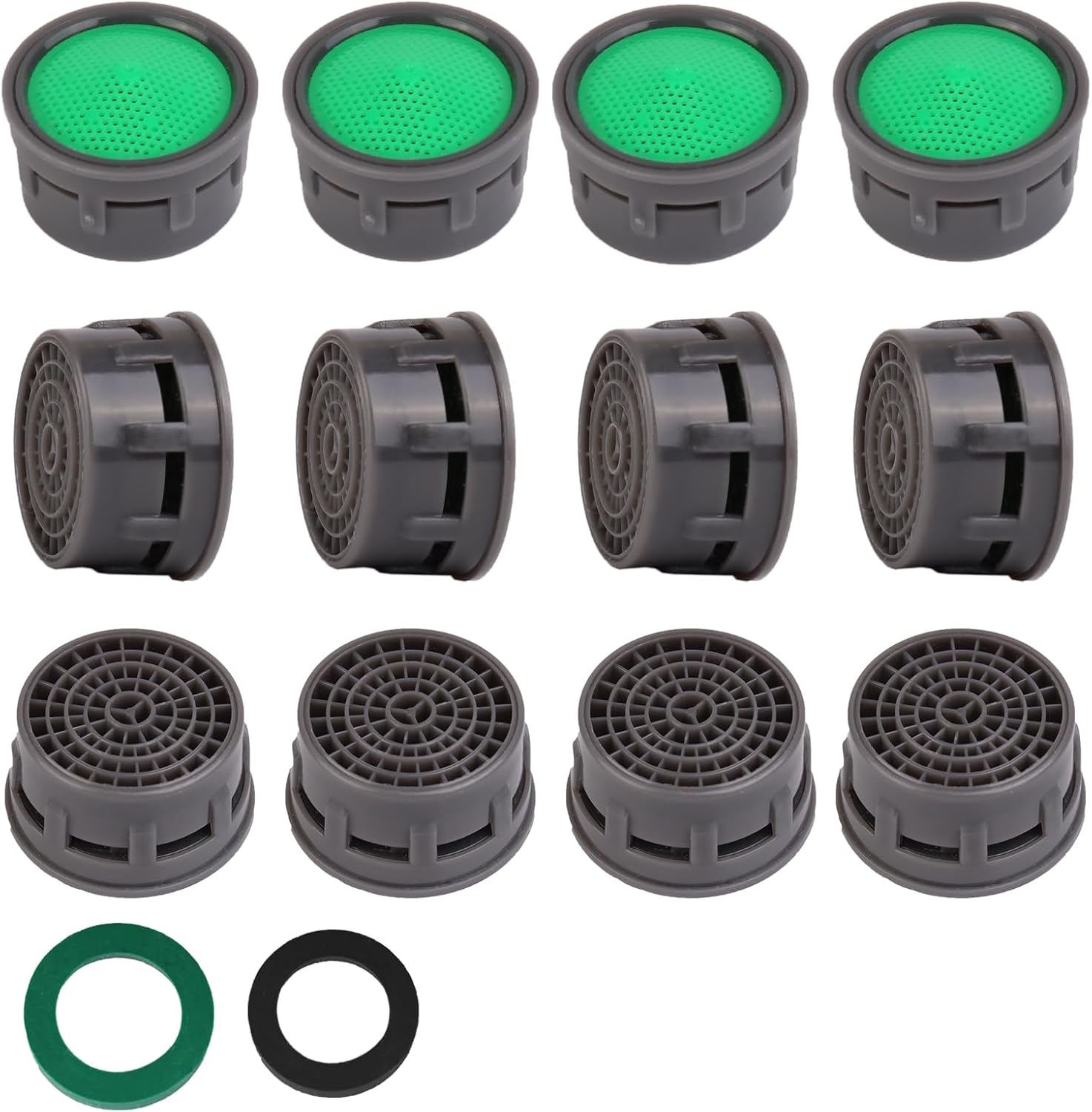 Faucet Aerator, Flow Restrictor Insert, Sink Aerator Replacement Parts for Bathroom or Kitchen Sink Faucet Filter, Fit for Internal and External Thread Faucet Aerators, with Washer 12pcs