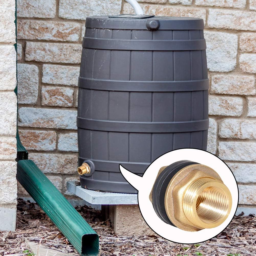 1/2" Female 3/4" Male Soild Brass Water Tank Connector Theaded Bulkhead Fitting With 2 Rubber Rings Stablizing