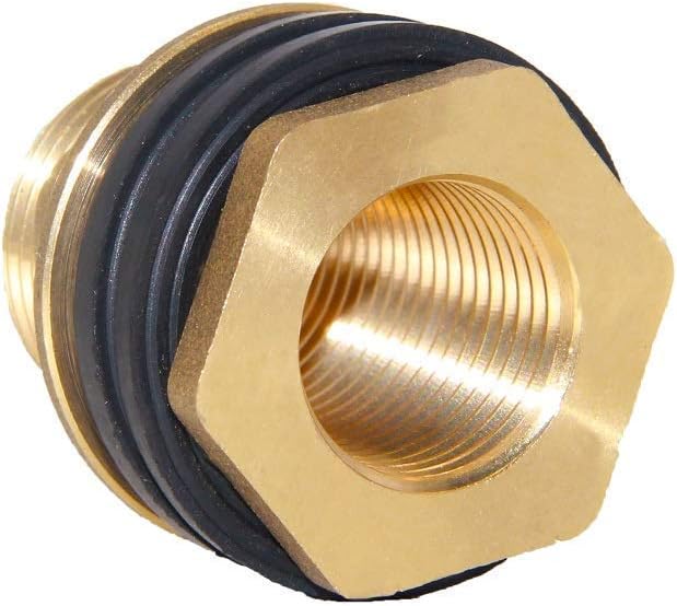 1/2" Female 3/4" Male Soild Brass Water Tank Connector Theaded Bulkhead Fitting With 2 Rubber Rings Stablizing