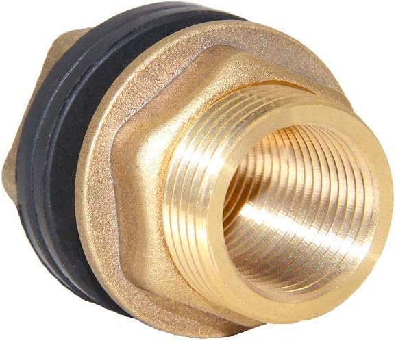 1/2" Female 3/4" Male Soild Brass Water Tank Connector Theaded Bulkhead Fitting With 2 Rubber Rings Stablizing